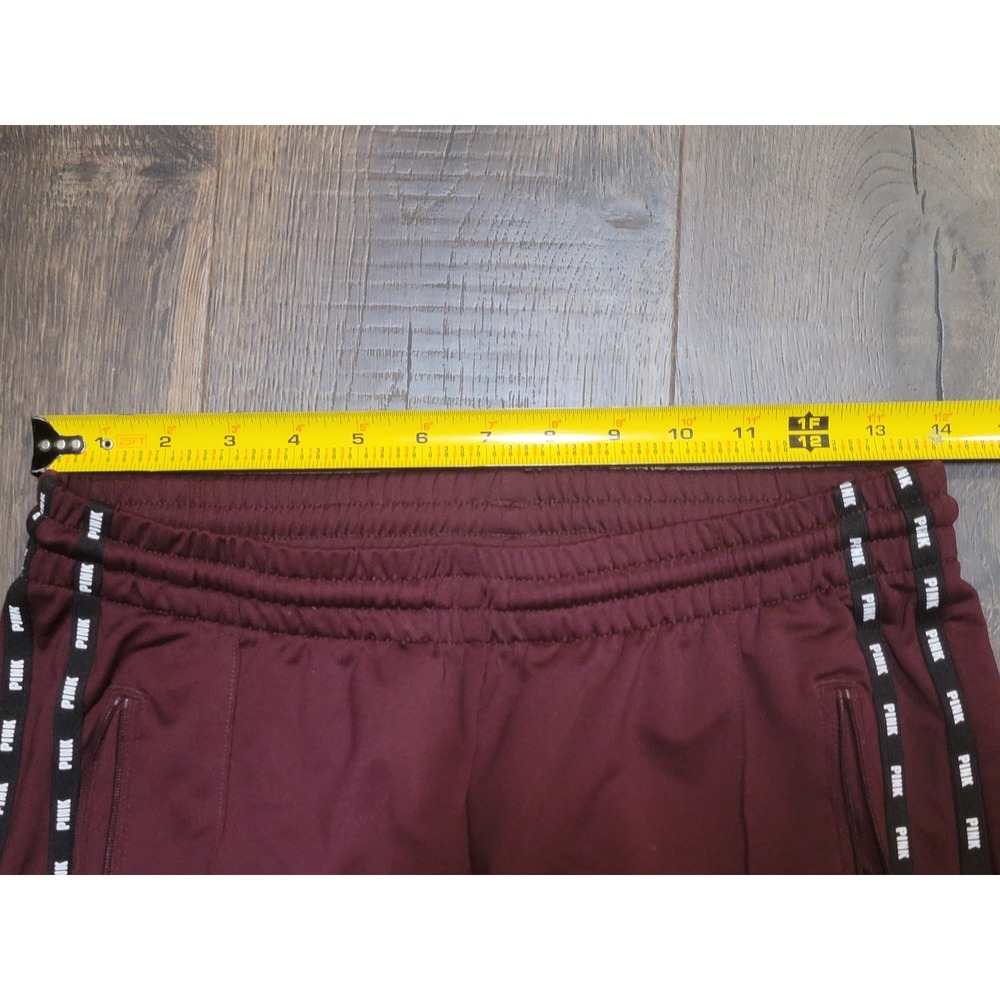 PINK Victoria's Secret Active Burgundy Track Pants Side Stripe Zip Pocket Medium